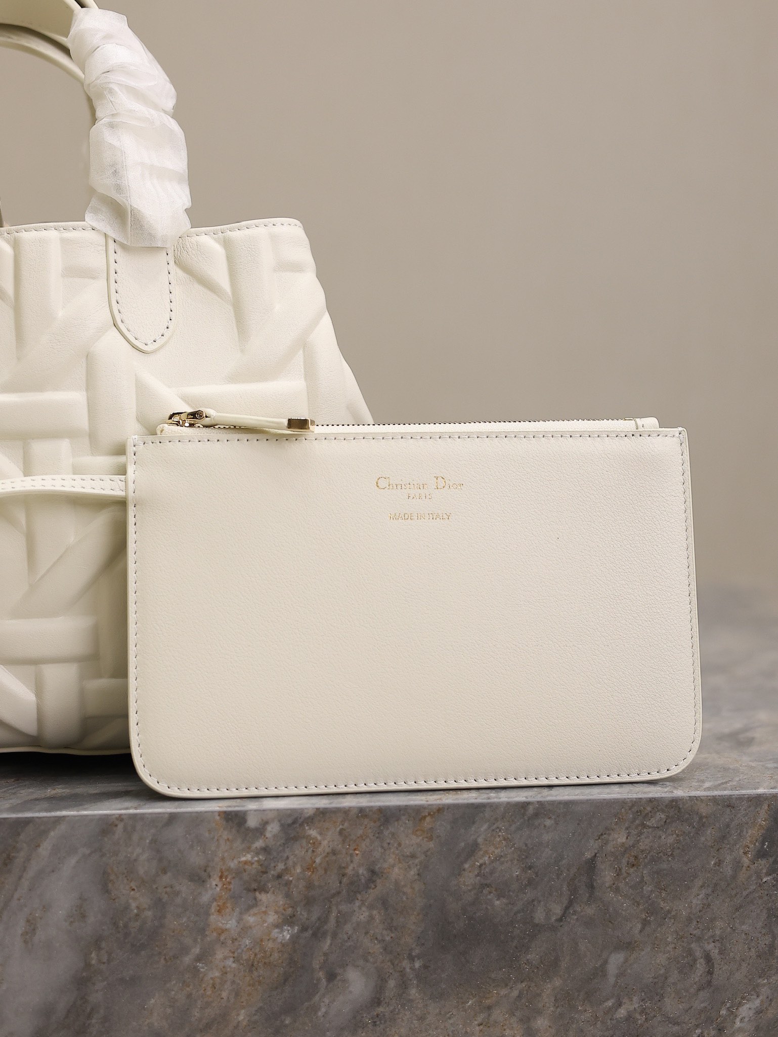 Medium Dior Toujours Bag White Graphic Cannage Calfskin